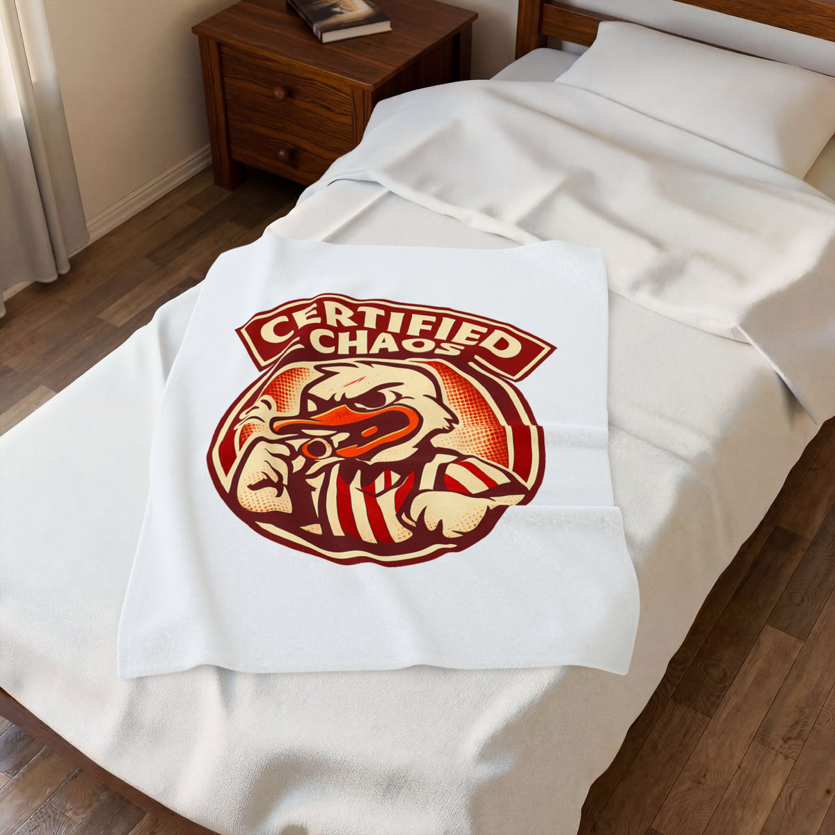 Certified Chaos Funny Retro Goose Referee Throw Blanket