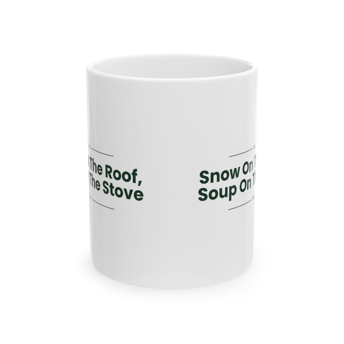 Cozy Christmas Coffee Mug Snow On The Roof Soup On The Stove