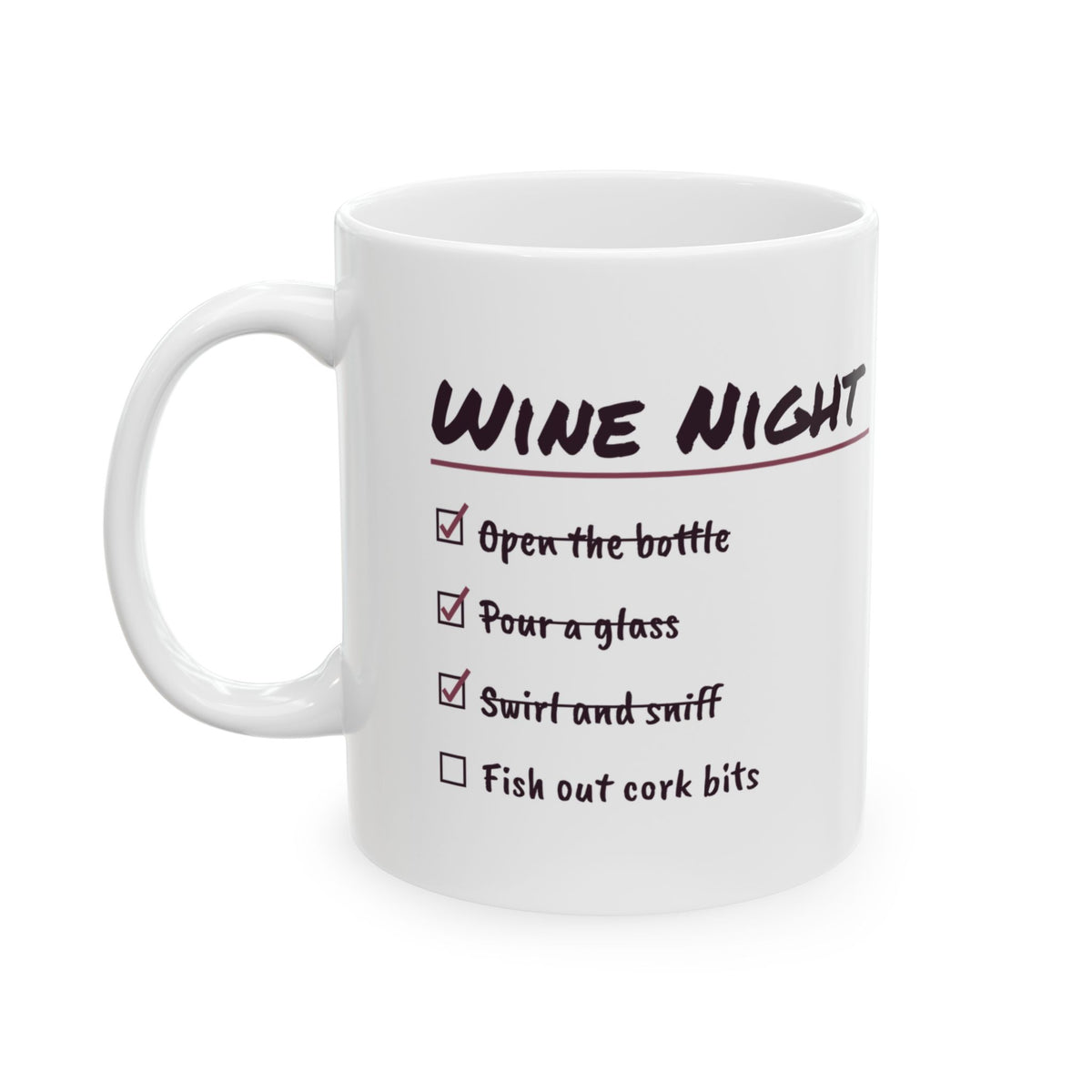 Funny Wine Lover Mug Fish Out The Cork Bits Wine Checklist