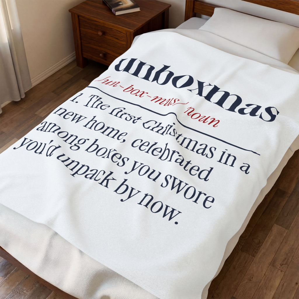 Funny Christmas Throw Blanket Unboxmas Definition For New Homeowners