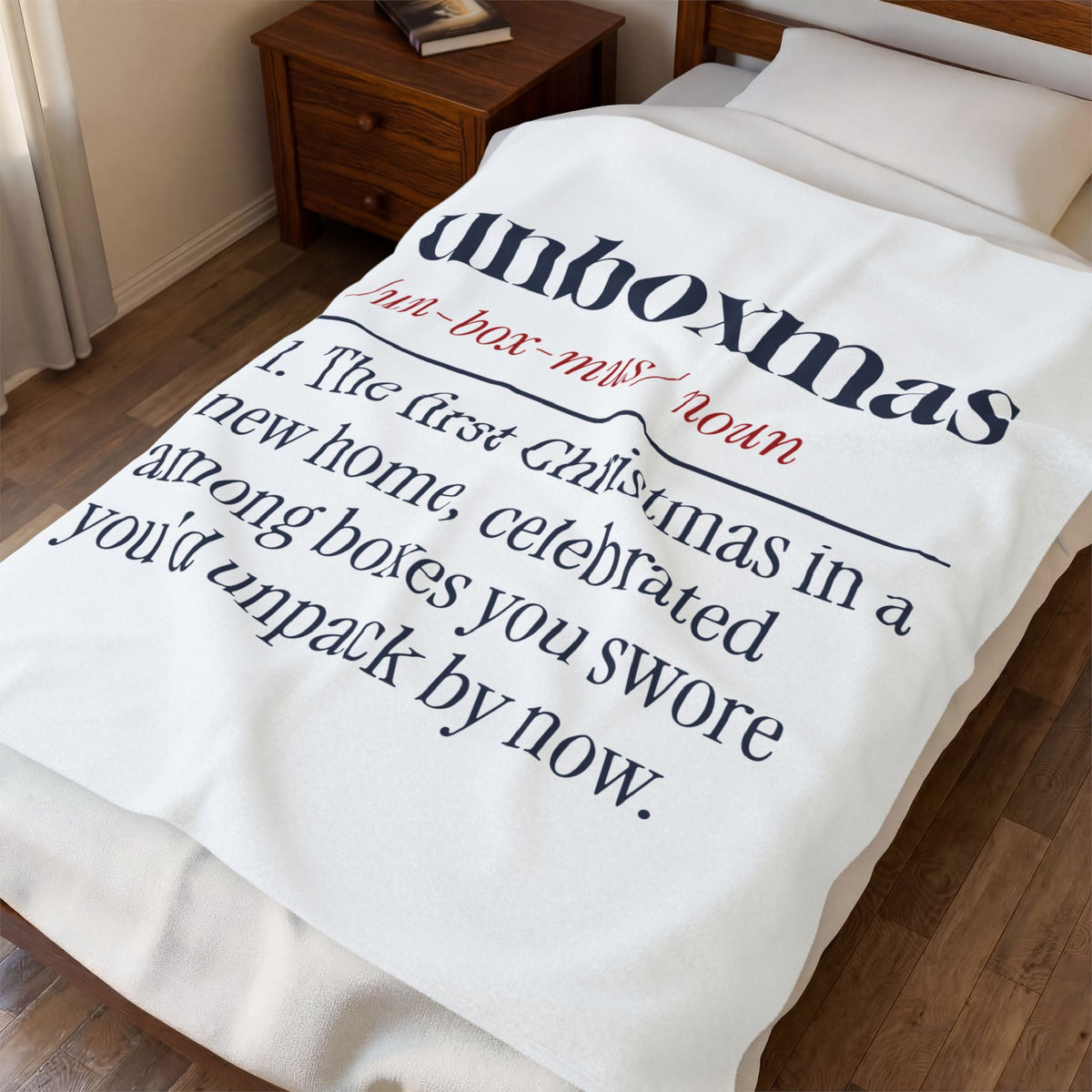 Funny Christmas Throw Blanket Unboxmas Definition For New Homeowners