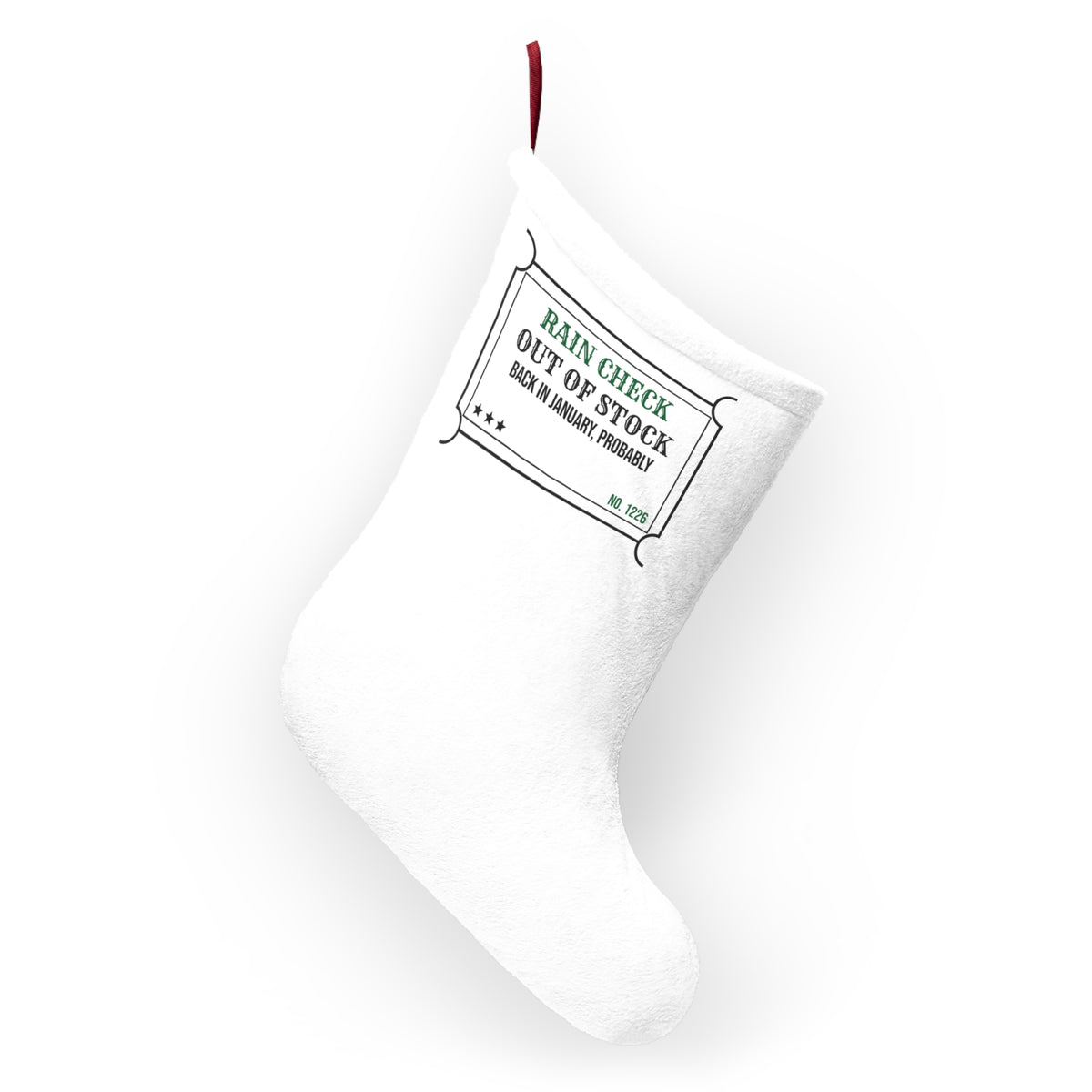 Funny Christmas Retail Christmas Stocking Rain Check Back In January
