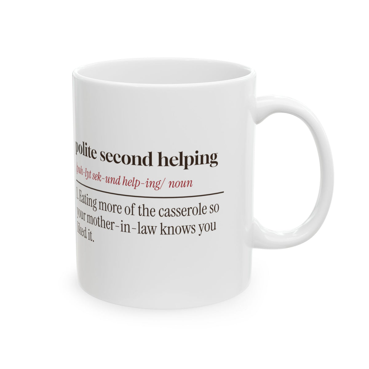 Funny Christmas In Laws Coffee Mug Polite Second Helping Definition