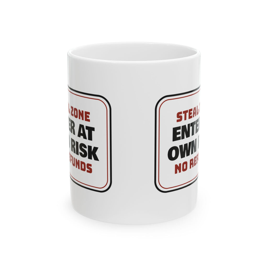 White Elephant Coffee Mug Steal Zone No Refunds