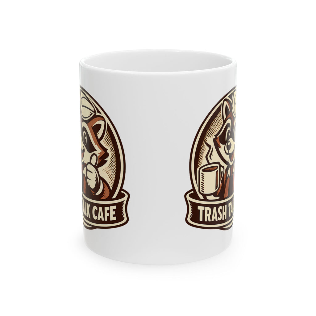 Trash Talk Cafe Funny Retro Raccoon Coffee Mug