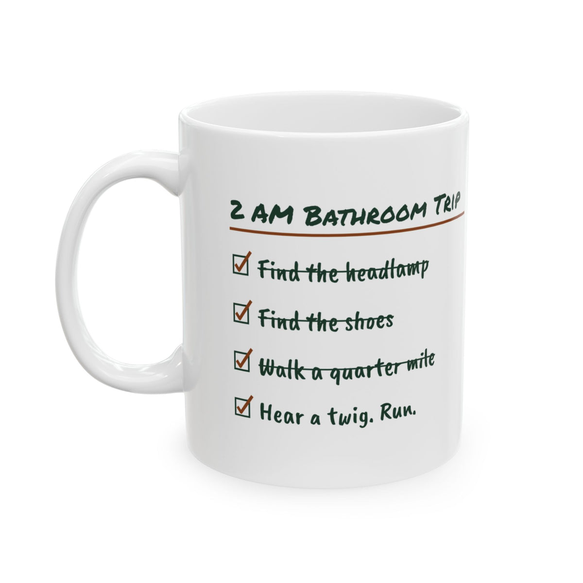 Funny Camping Coffee Mug 2 AM Bathroom Trip Checklist For Campers