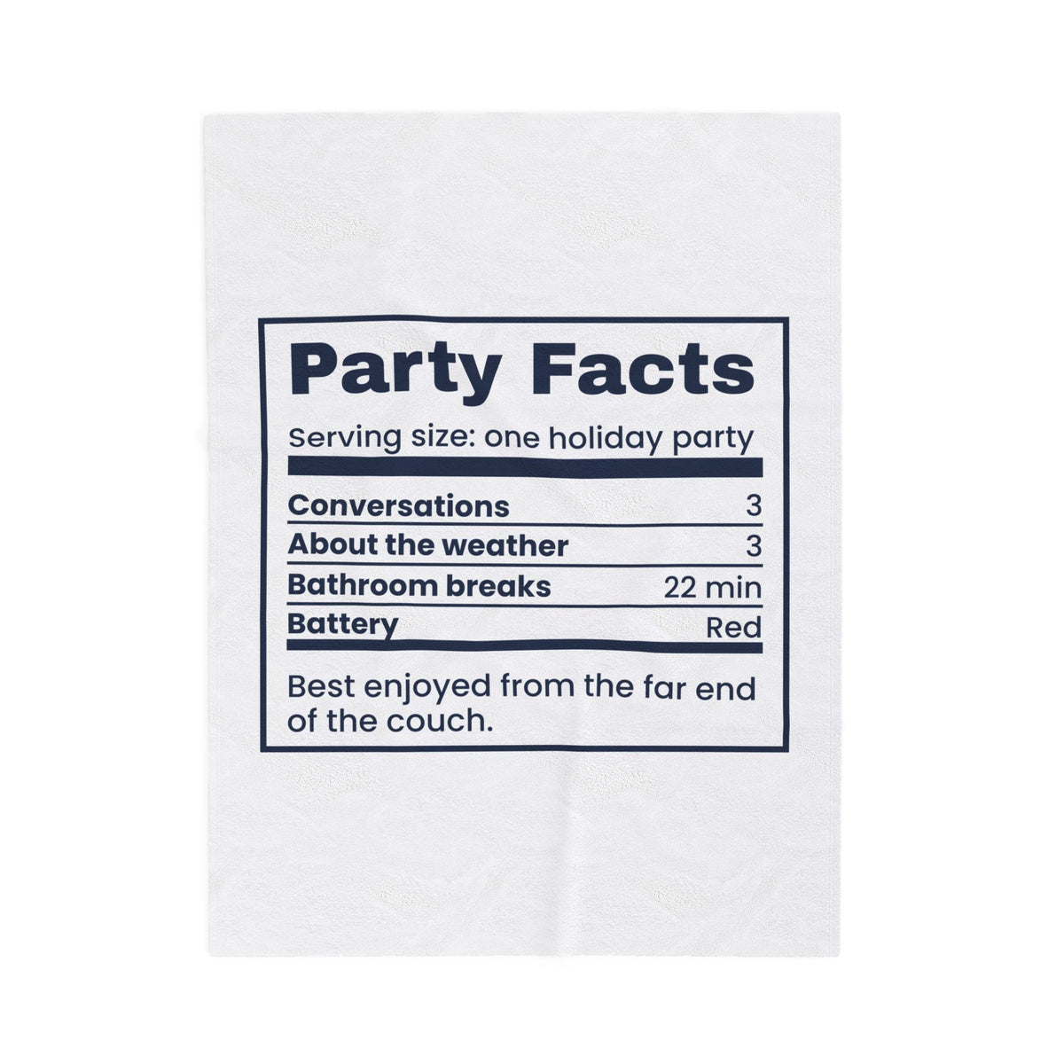 Funny Introvert Christmas Party Throw Blanket Party Nutrition Facts