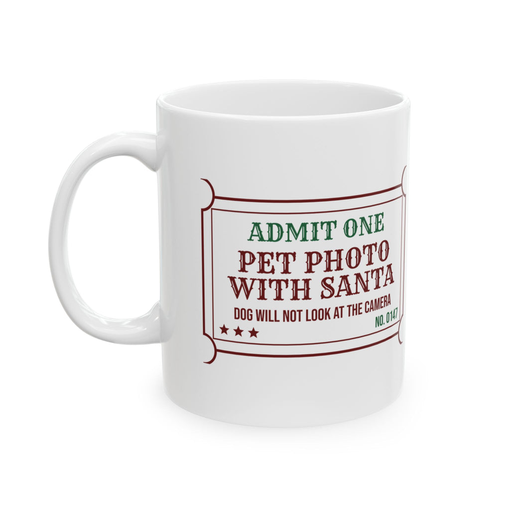 Funny Christmas Dog Coffee Mug Photo With Santa Dog Looked Away