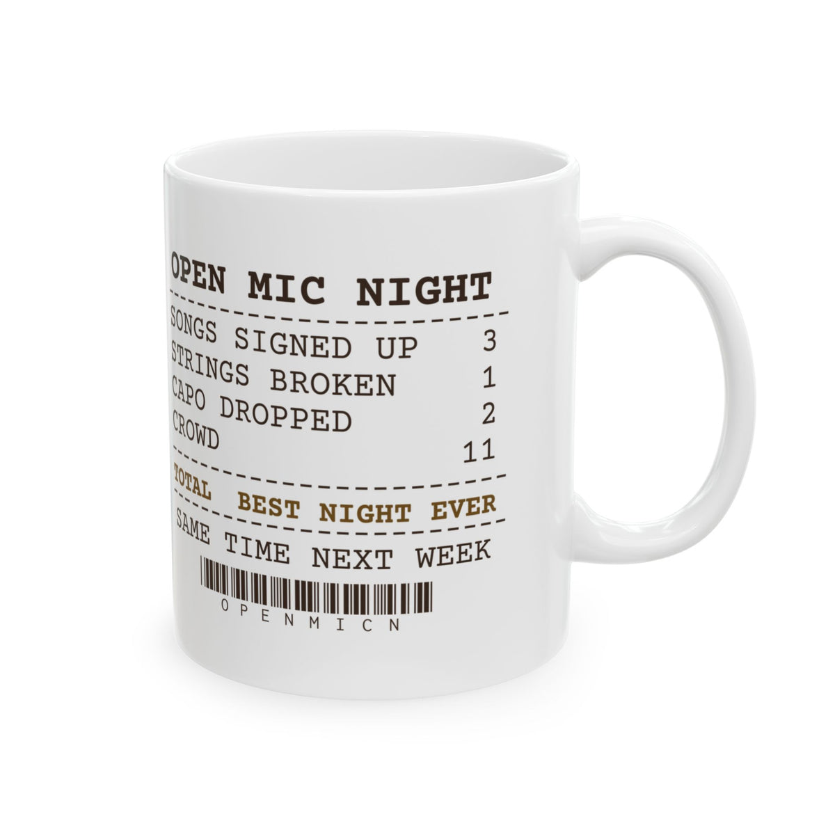 Funny Guitar Player Coffee Mug Open Mic Night Receipt