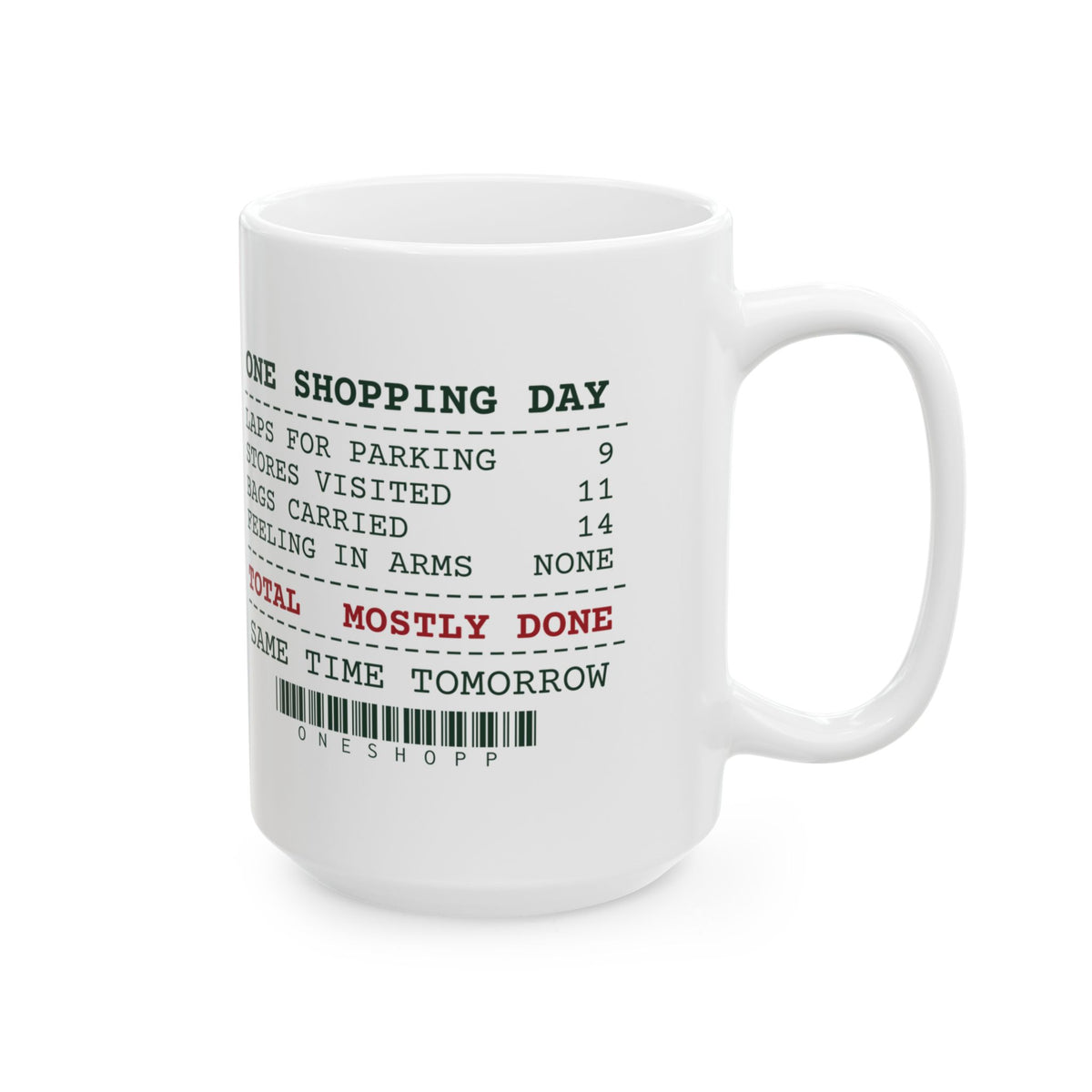 Funny Christmas Shopping Coffee Mug Bags Carried Receipt For Shoppers