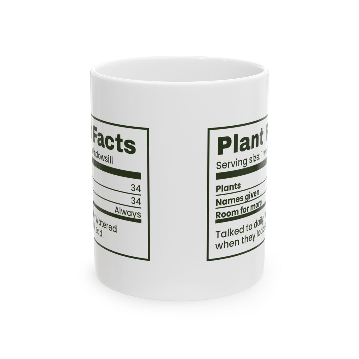 Funny Plant Lover Coffee Mug Plant Facts Nutrition Label