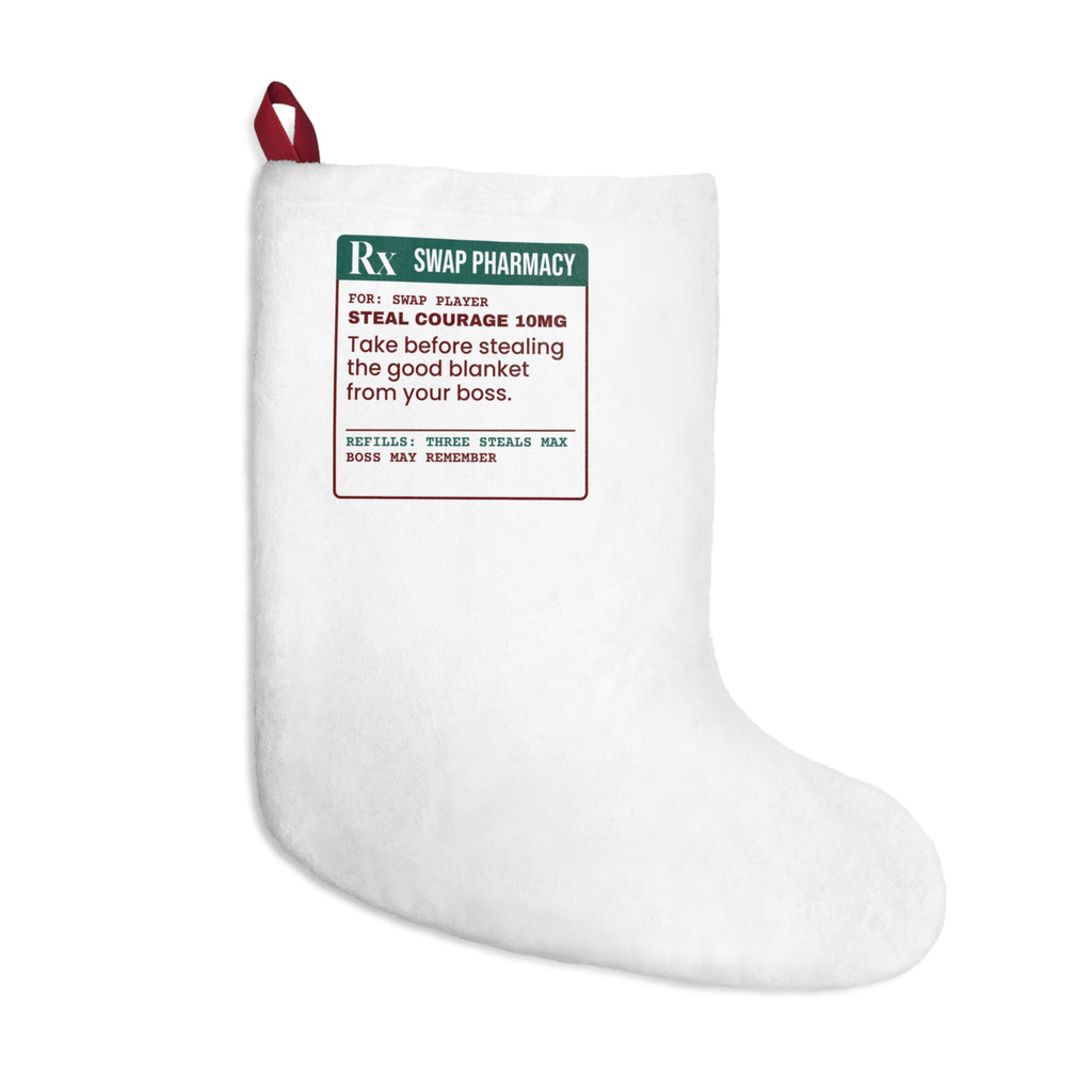 Funny White Elephant Christmas Stocking Steal Courage Prescription Office