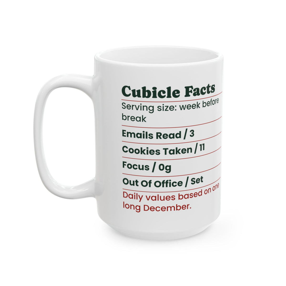 Funny Christmas Coffee Mug Cubicle Facts Label For Coworkers
