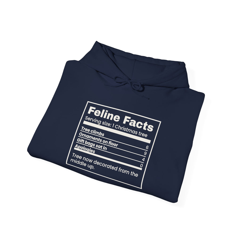 Funny Christmas Cat Hoodie Feline Facts Nutrition Label