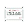 Funny Christmas Hostess Sticker Reserved Host Seat Ticket