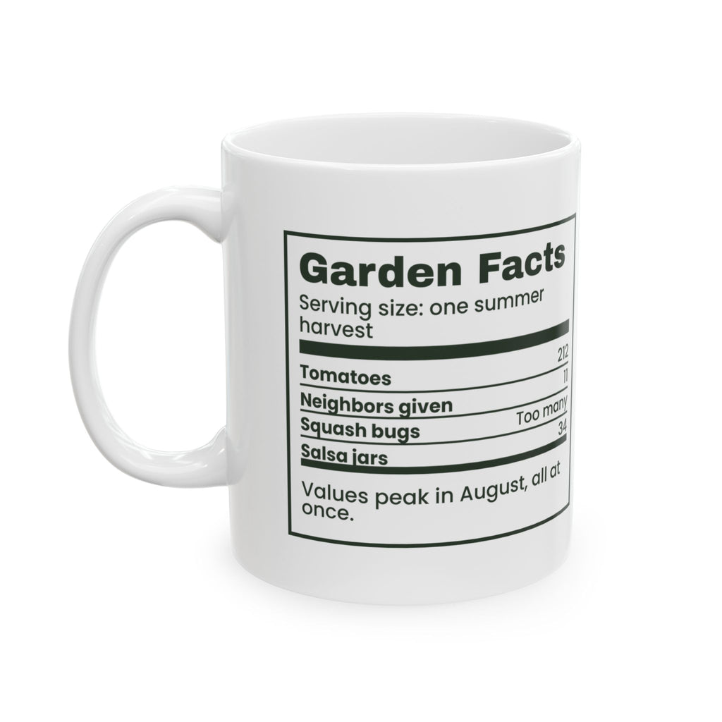 Funny Vegetable Garden Coffee Mug Garden Facts Nutrition Label