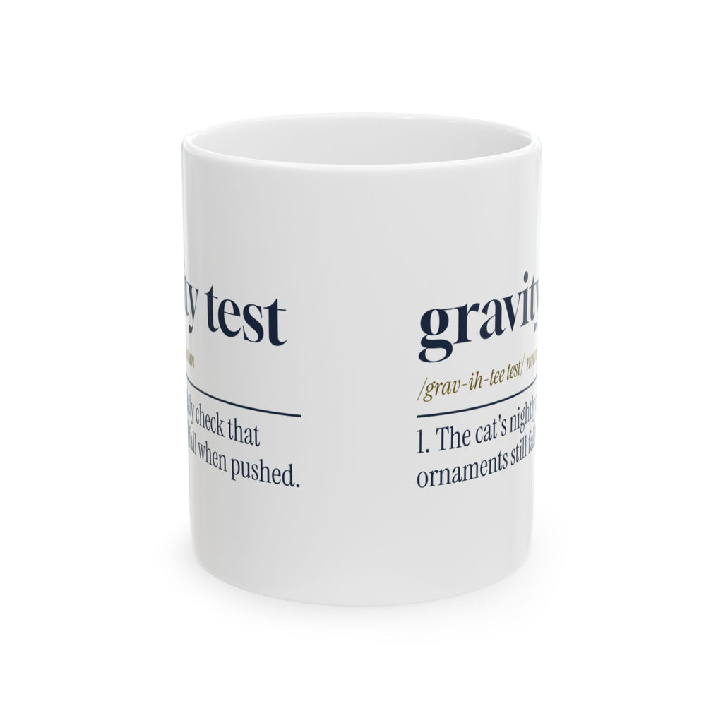 Funny Christmas Cat Coffee Mug Gravity Test Dictionary Definition