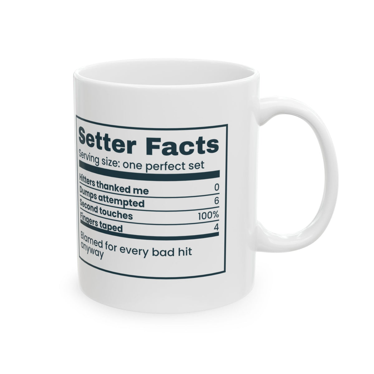 Funny Volleyball Setter Coffee Mug Setter Facts Label