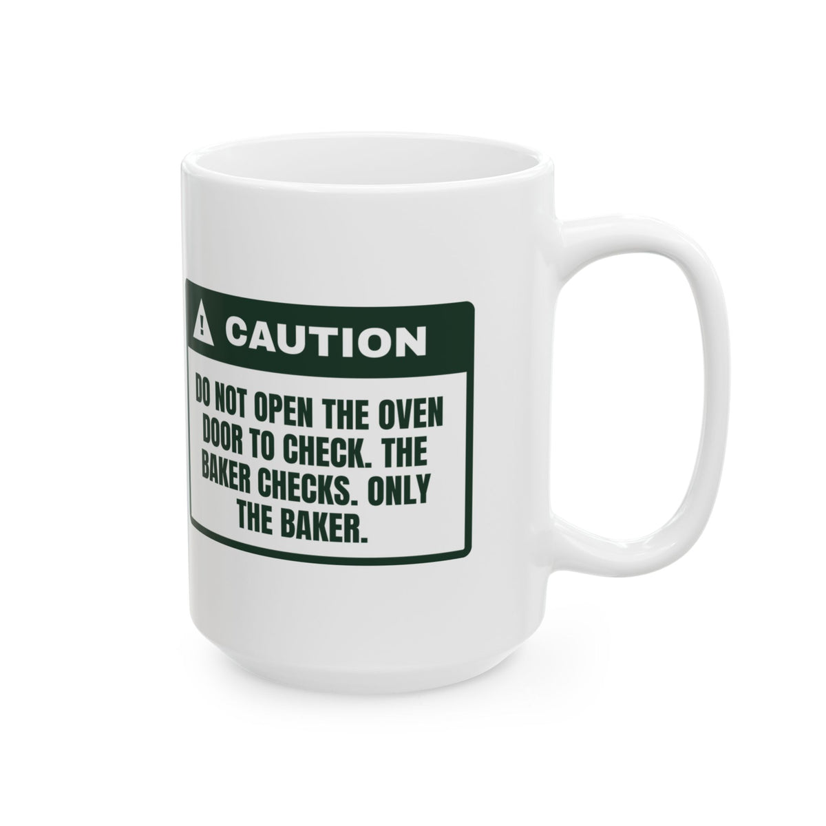 Funny Christmas Baking Coffee Mug Don't Open The Oven Caution Label