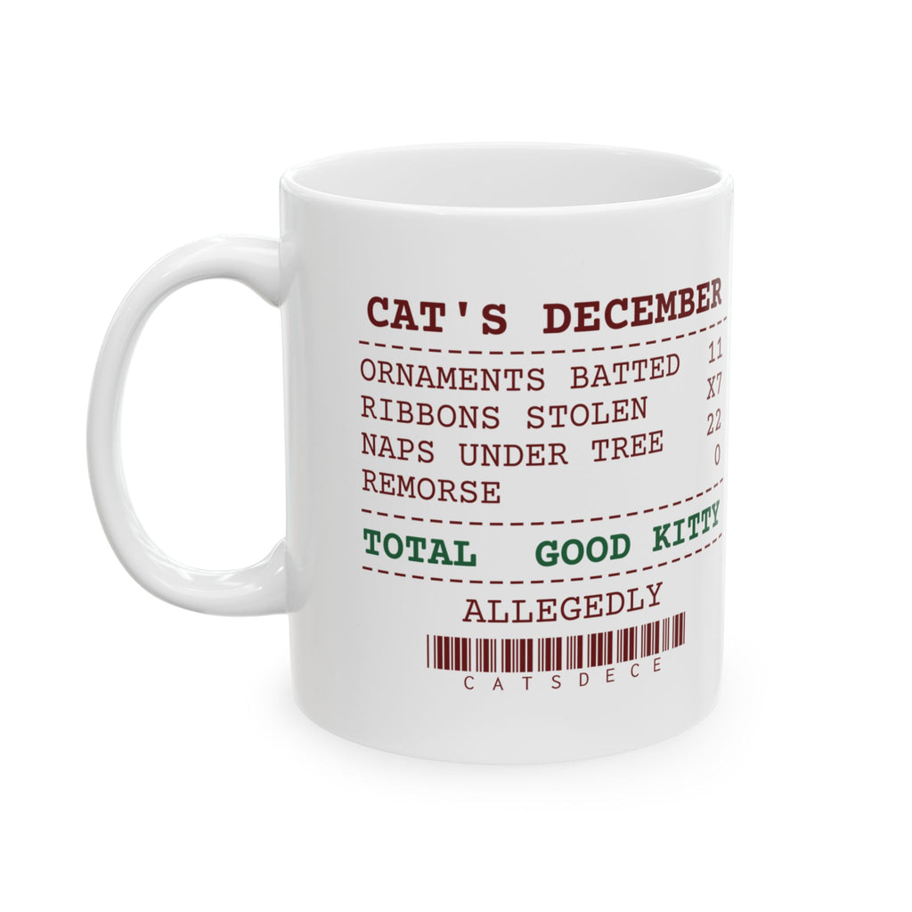 Funny Christmas Cat Coffee Mug Ornaments Batted 11 Remorse 0 Receipt