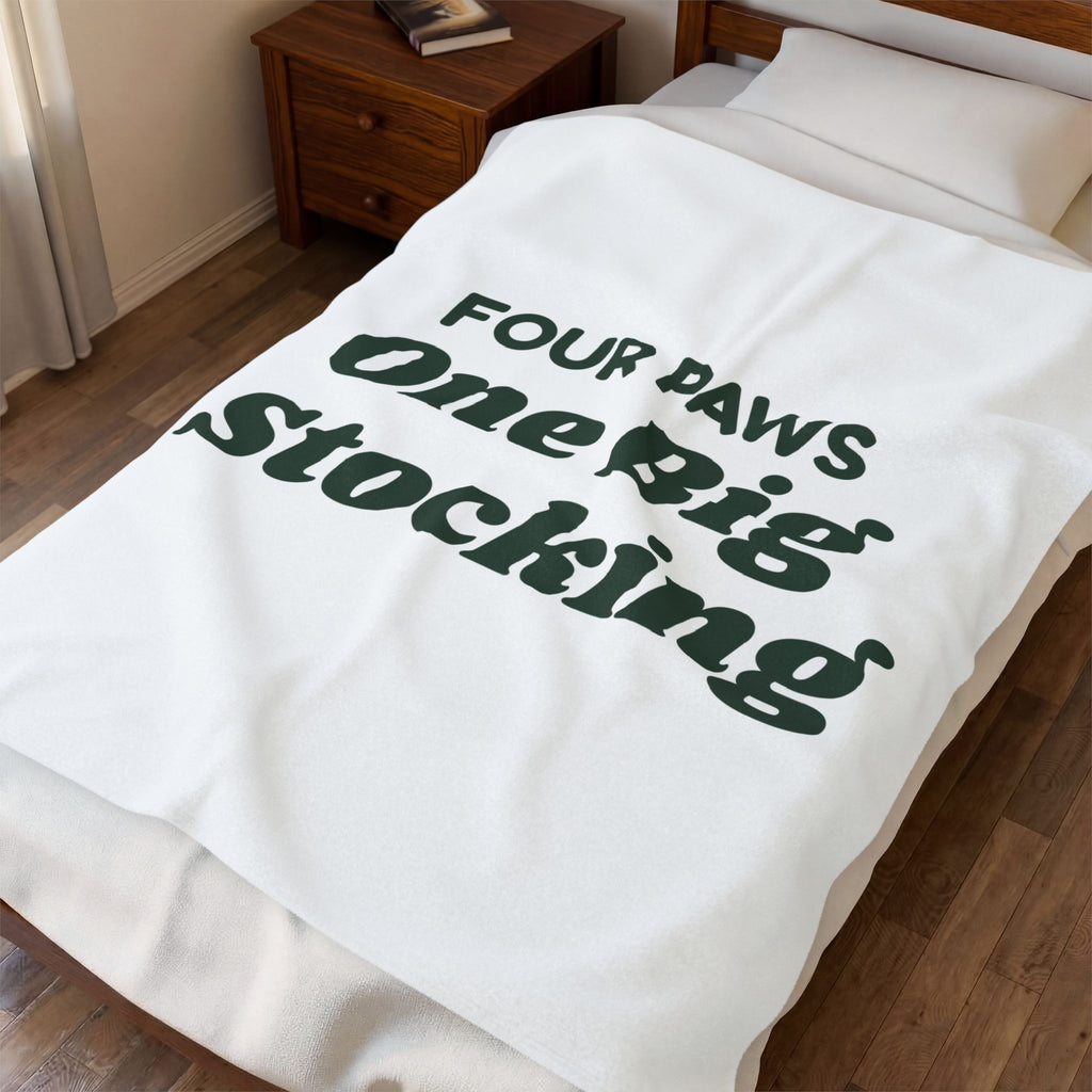 Funny Christmas Throw Blanket Four Paws One Big Stocking For Dog Lovers