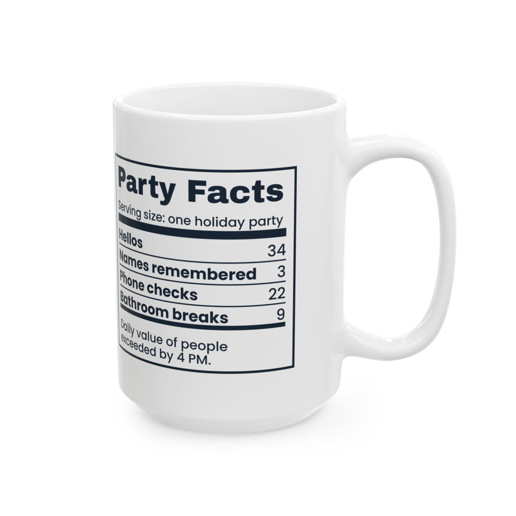 Funny Introvert Christmas Party Coffee Mug Party Facts Nutrition Label