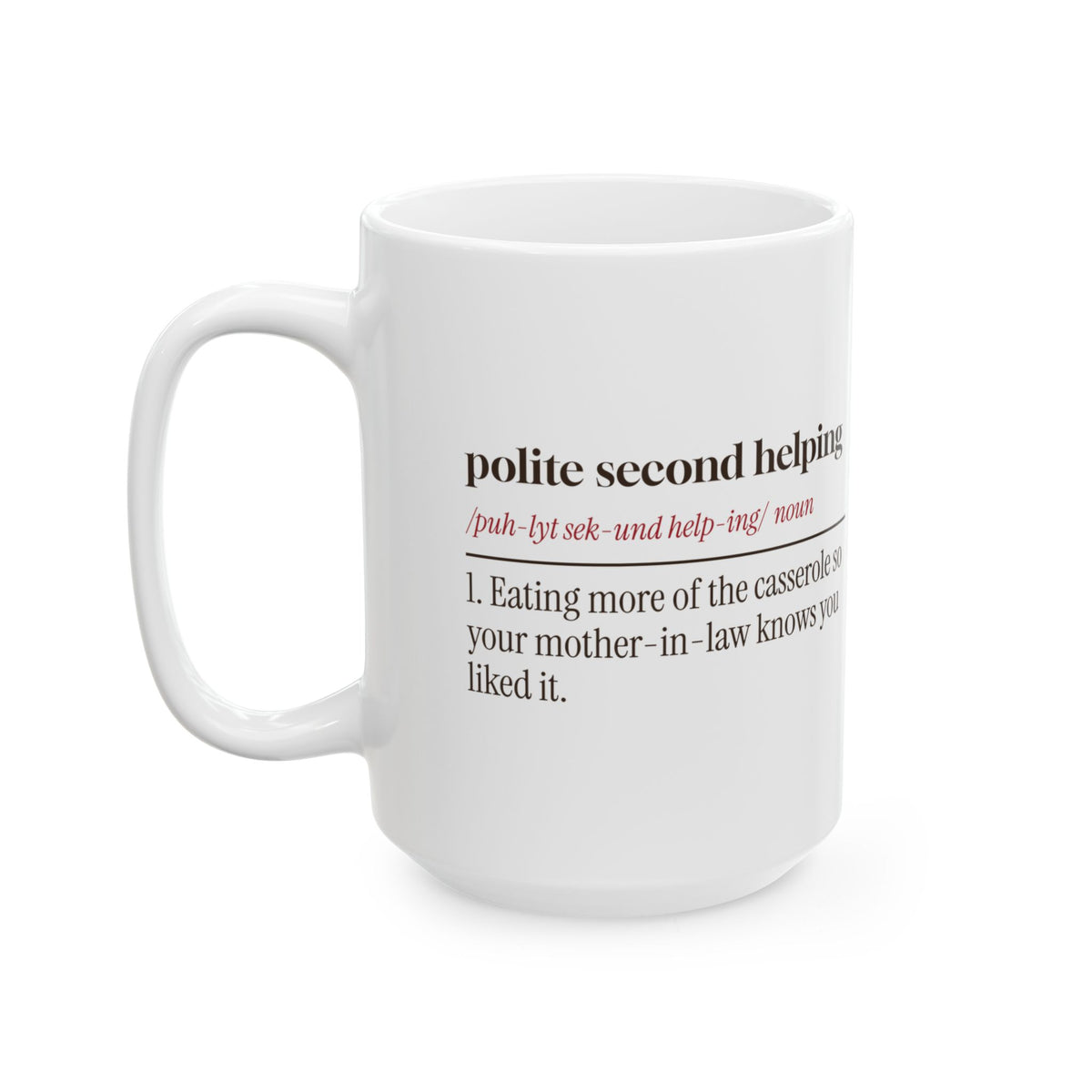 Funny Christmas In Laws Coffee Mug Polite Second Helping Definition
