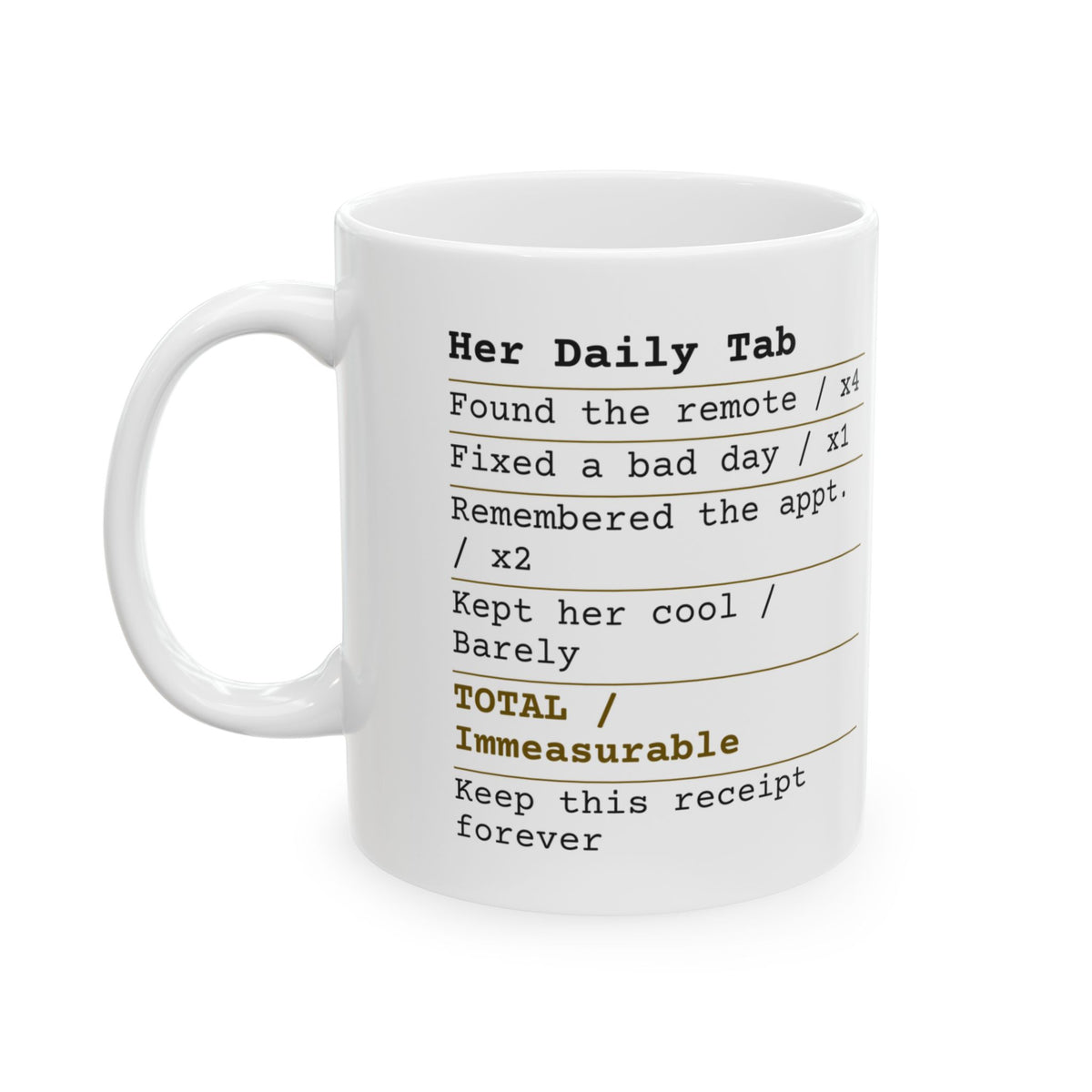 Funny Wife Coffee Mug Her Daily Tab Receipt For Wife