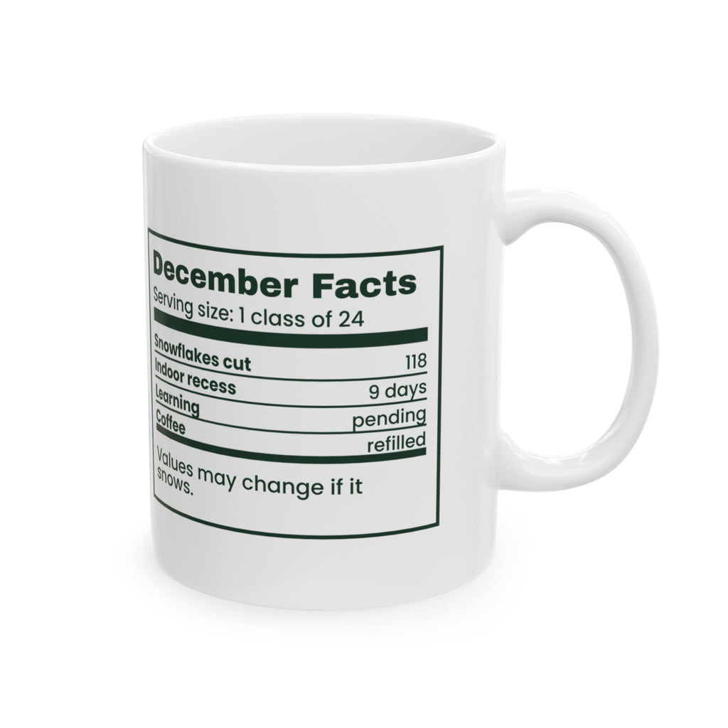 Funny Christmas Coffee Mug December Facts Indoor Recess 9 Days