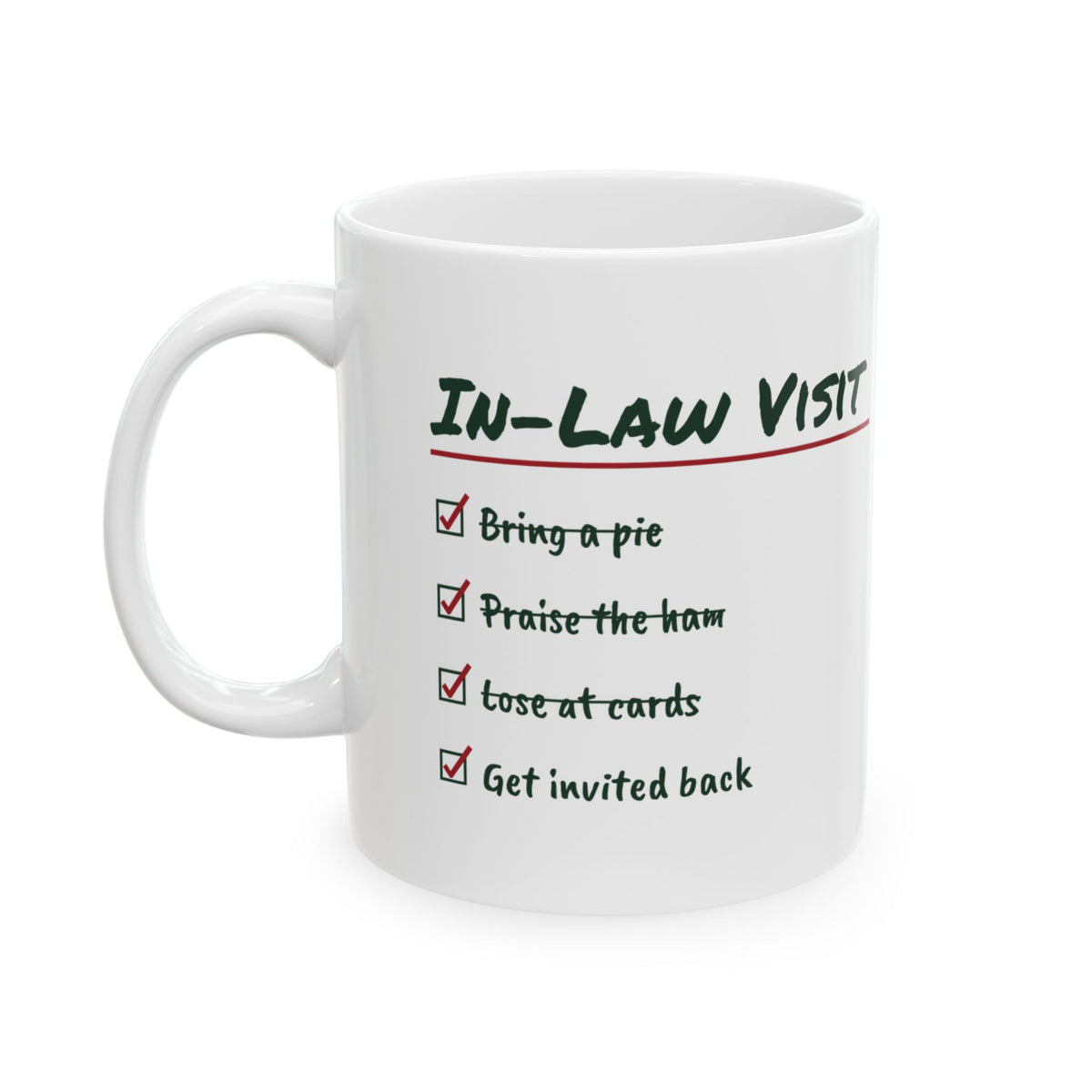 Funny Christmas Coffee Mug In-Law Visit Get Invited Back For In-Laws