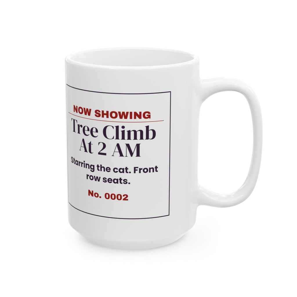 Funny Christmas Cat Coffee Mug Nightly Tree Climb Ticket For Cat Owners