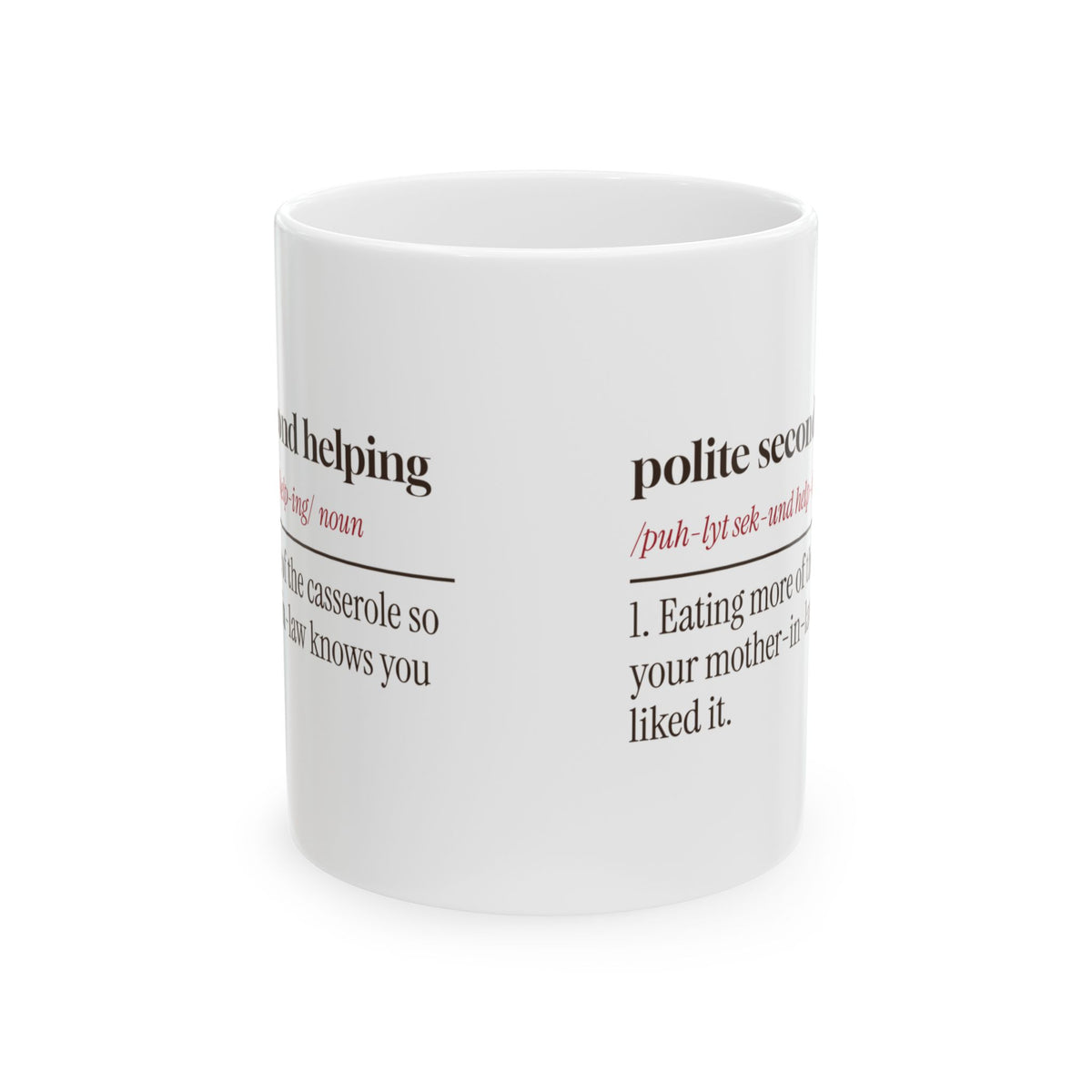 Funny Christmas In Laws Coffee Mug Polite Second Helping Definition