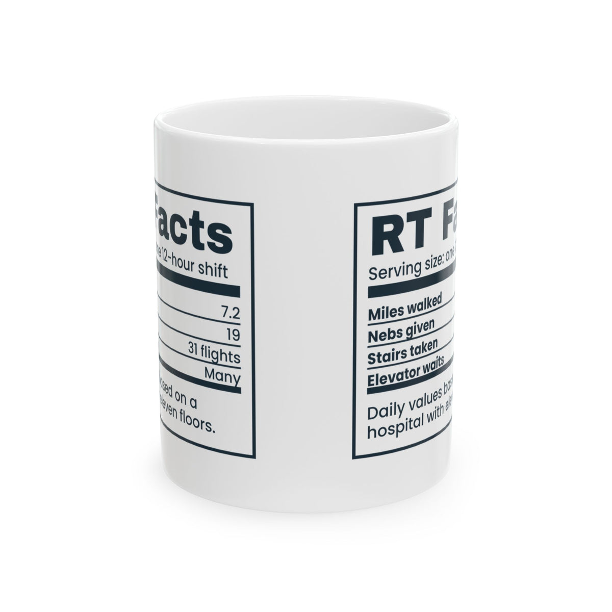 Funny Respiratory Therapist Coffee Mug RT Facts Nutrition Label