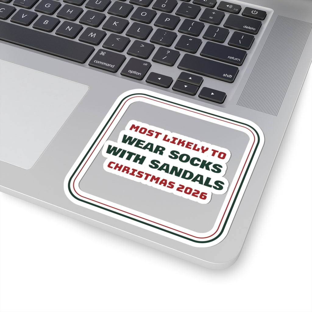 Funny Family Christmas Sticker Most Likely To Wear Socks With Sandals
