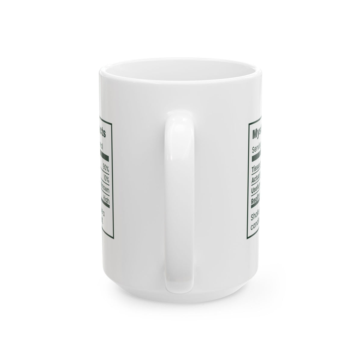 Funny White Elephant Coffee Mug Mystery Gift Facts Label
