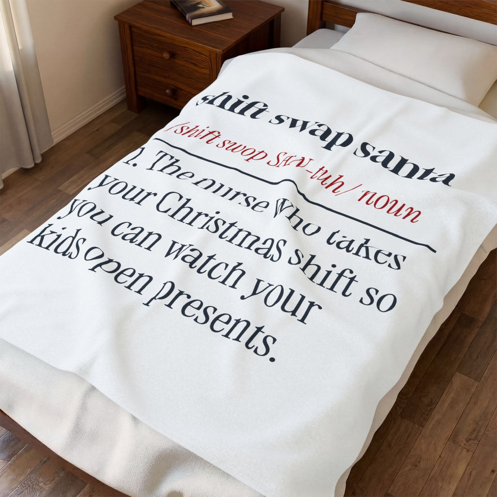 Funny Christmas Nurse Throw Blanket Shift Swap Santa Dictionary Definition