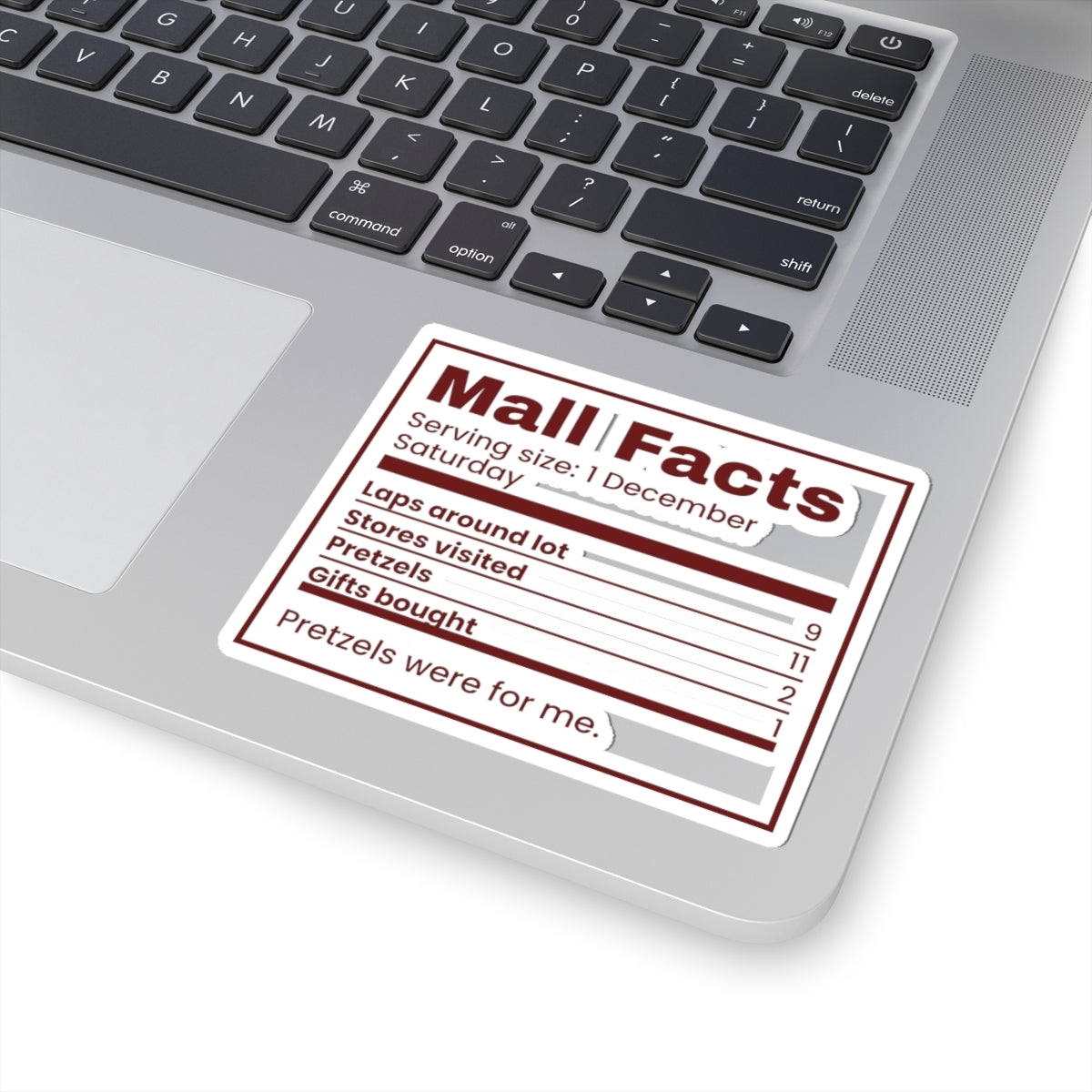Funny Christmas Shopping Sticker Mall Facts Nutrition Label