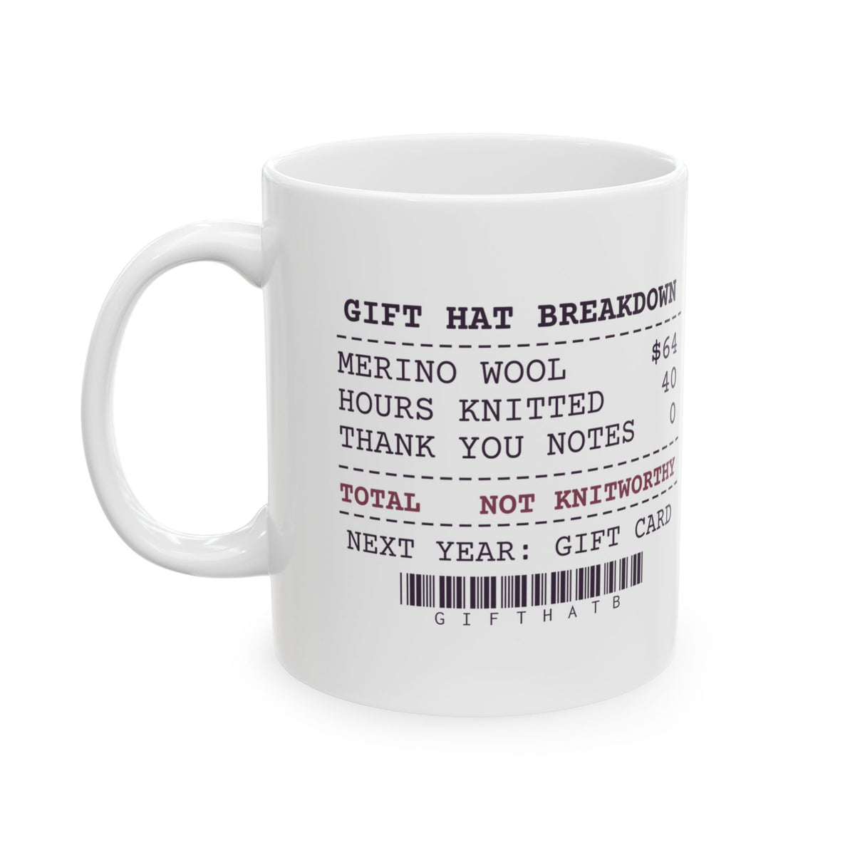Funny Knitting Coffee Mug Gift Hat Breakdown Receipt For Knitters