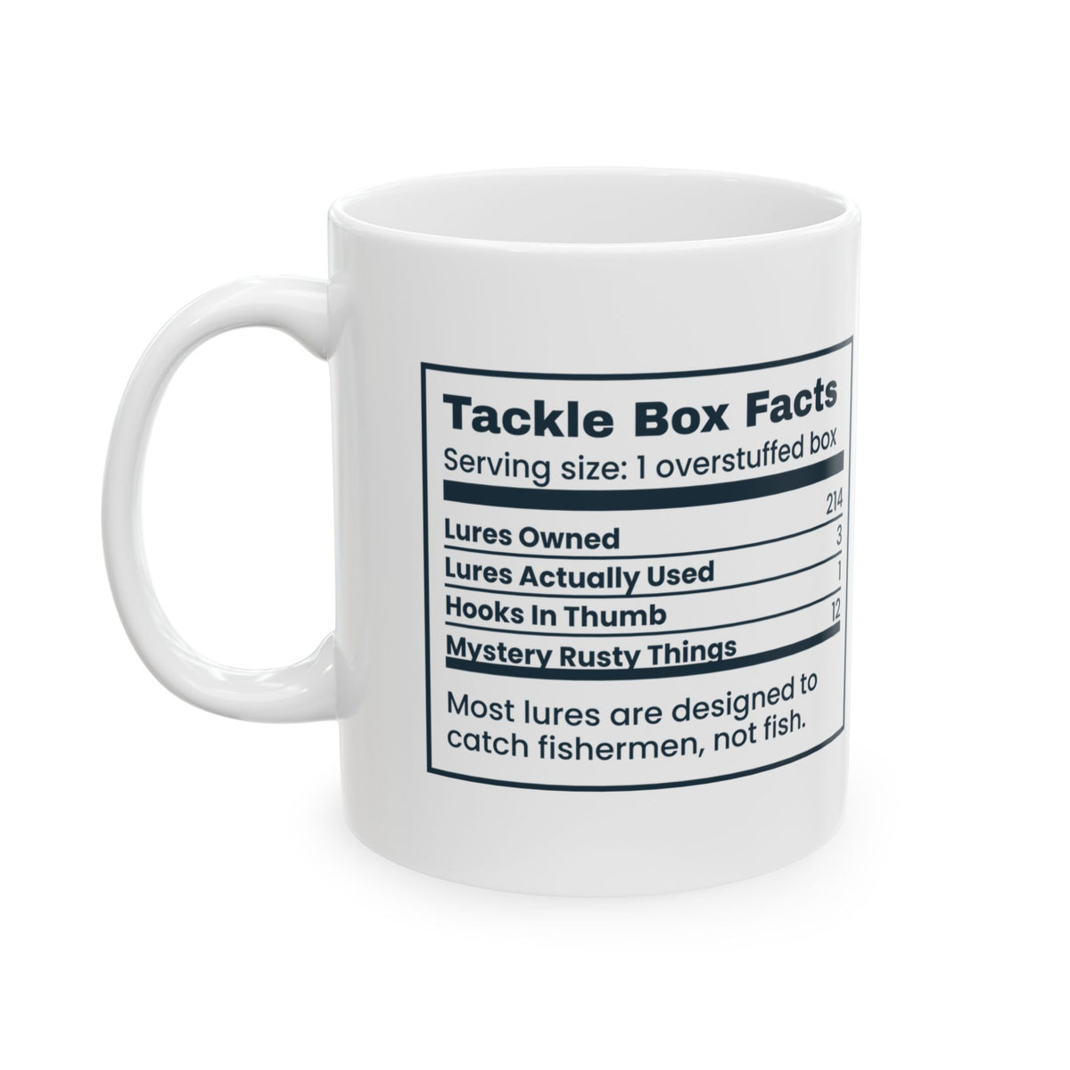 Funny Fishing Coffee Mug Tackle Box Facts Nutrition Label For Him