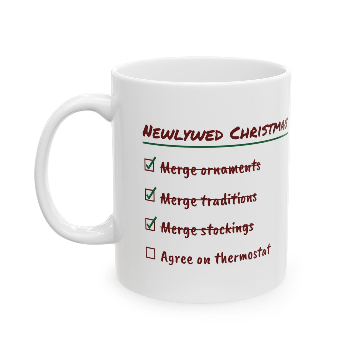 Funny Newlywed Christmas Coffee Mug Merged Everything Checklist