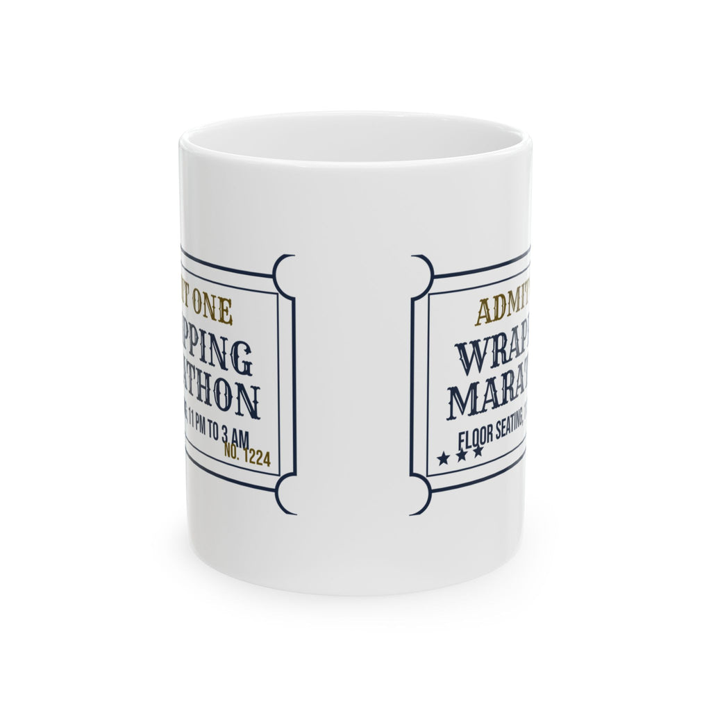 Funny Christmas Eve Wrapping Coffee Mug Wrapping Marathon Ticket