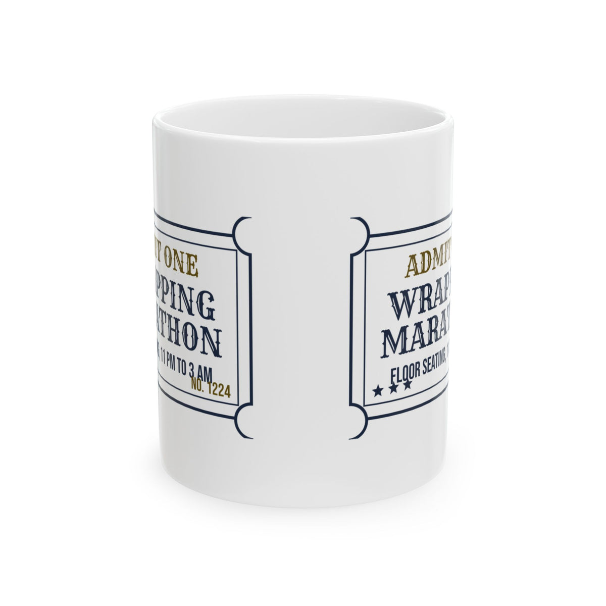 Funny Christmas Eve Wrapping Coffee Mug Wrapping Marathon Ticket