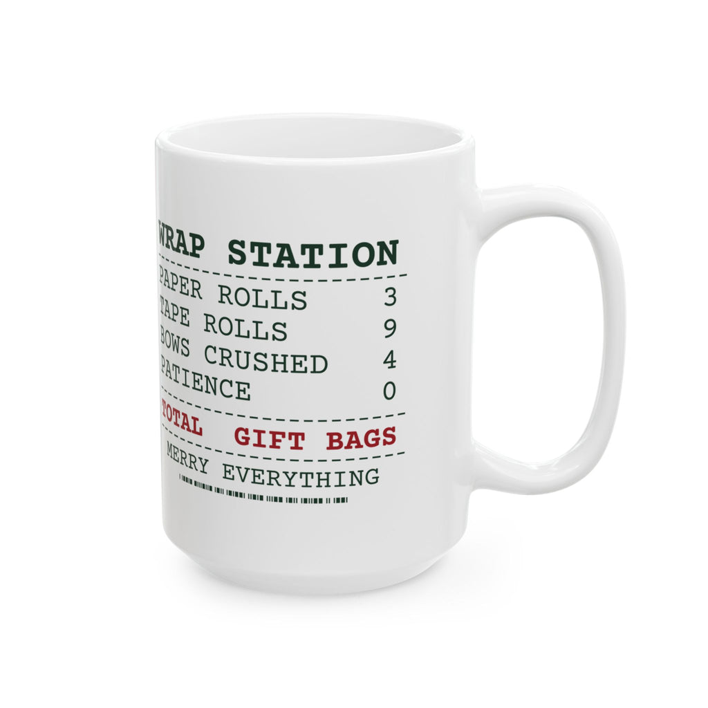 Funny Christmas Wrapping Coffee Mug Wrap Station Receipt