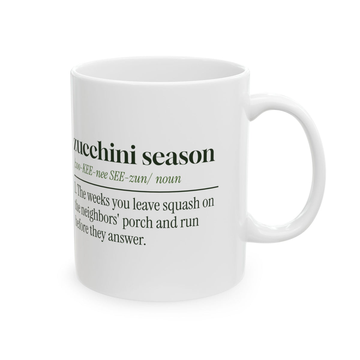 Funny Gardening Coffee Mug Zucchini Season Dictionary Definition
