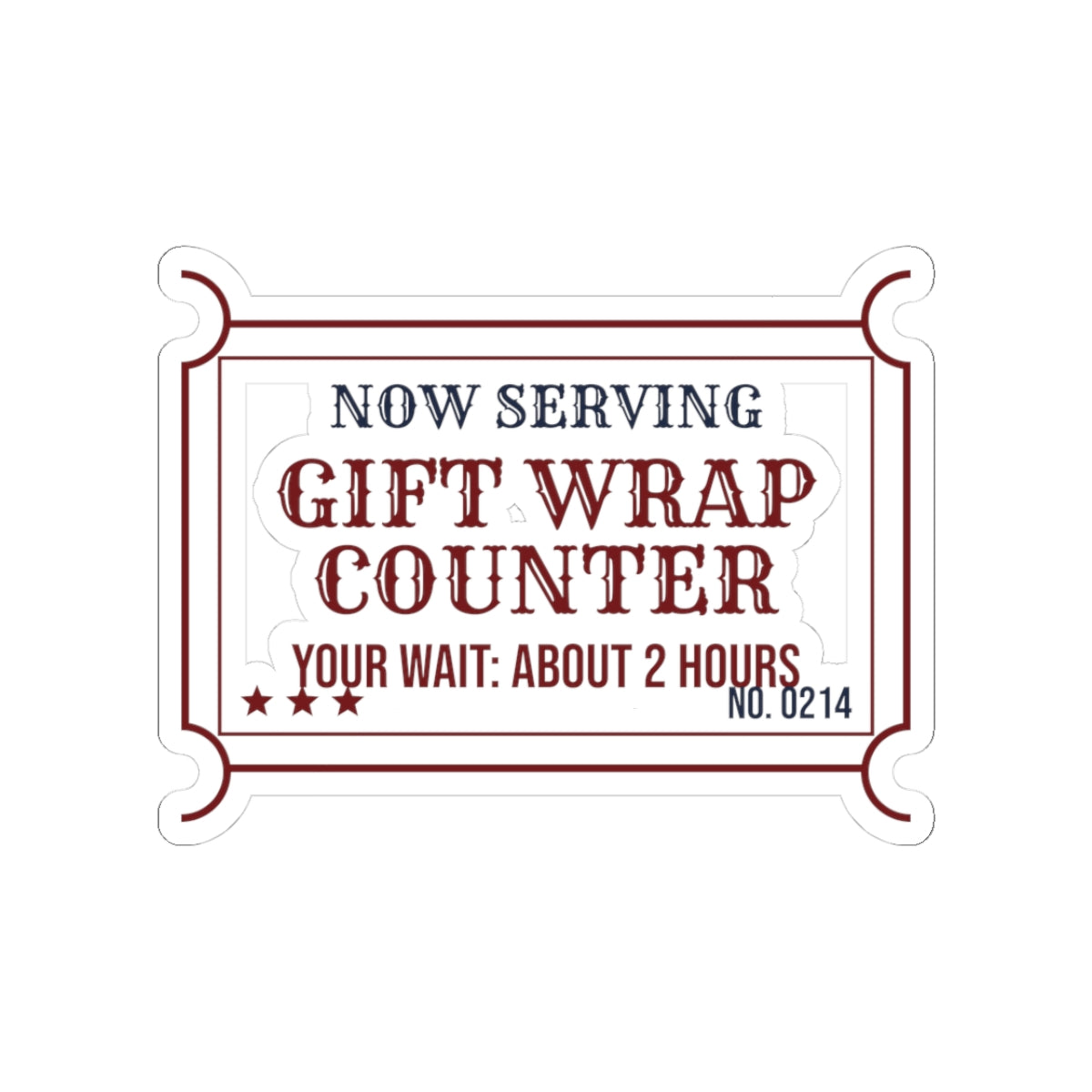 Funny Christmas Sticker Gift Wrap Counter Ticket For Holiday Shoppers