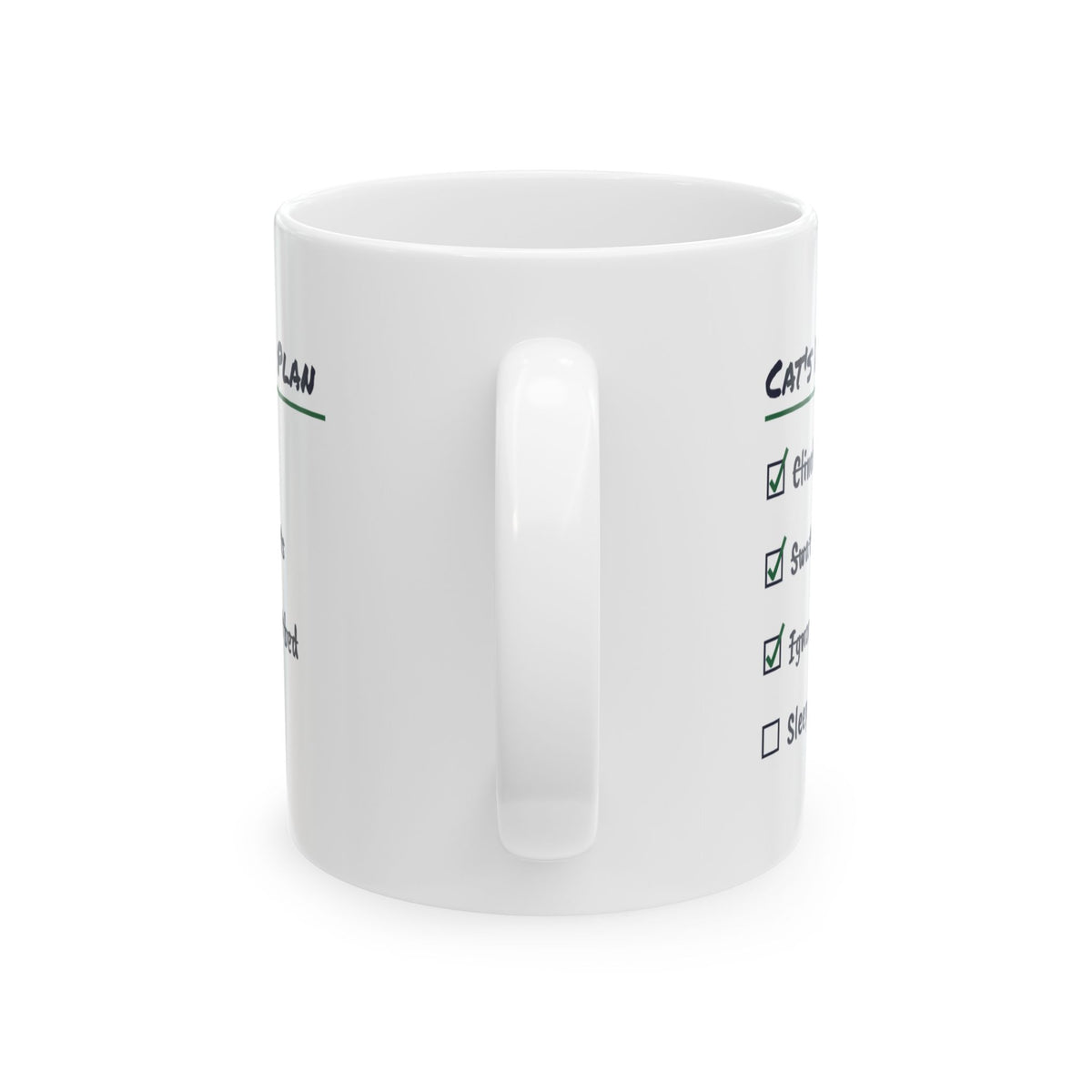 Funny Christmas Cat Coffee Mug Cat's December Plan Checklist