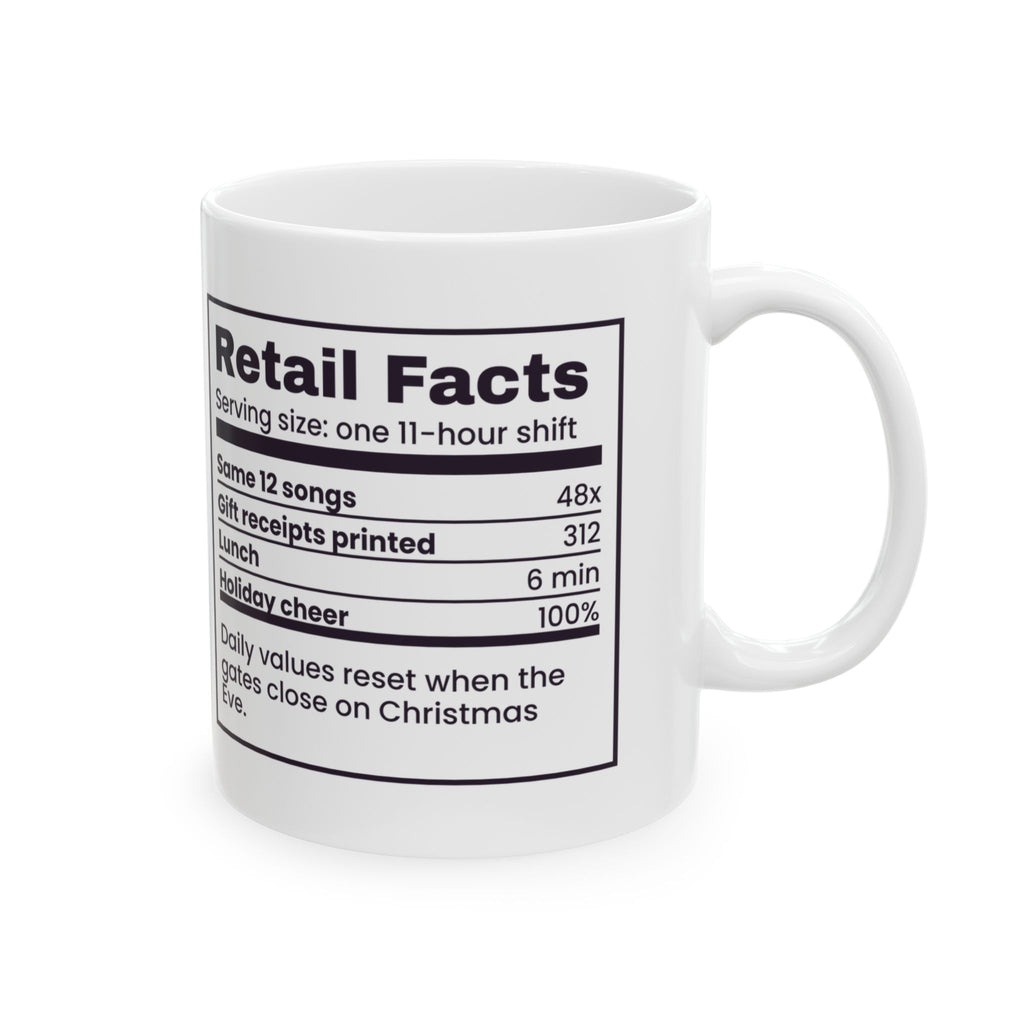 Funny Christmas Retail Coffee Mug Retail Facts Nutrition Label