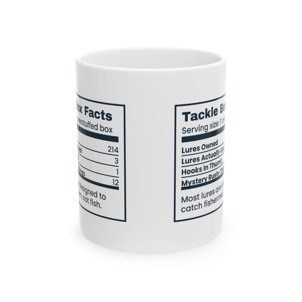 Funny Fishing Coffee Mug Tackle Box Facts Nutrition Label For Him