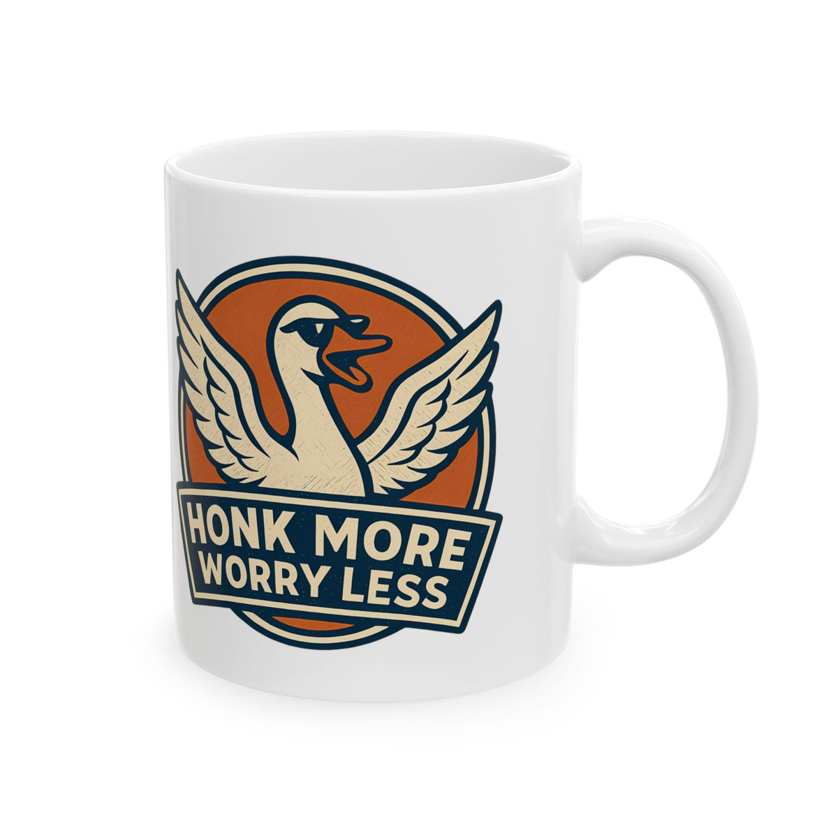 Funny Goose Honk More Worry Less Silly Bird Lover Coffee Mug