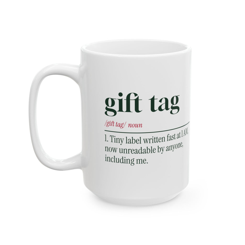 Funny Christmas Wrapping Coffee Mug Gift Tag Definition